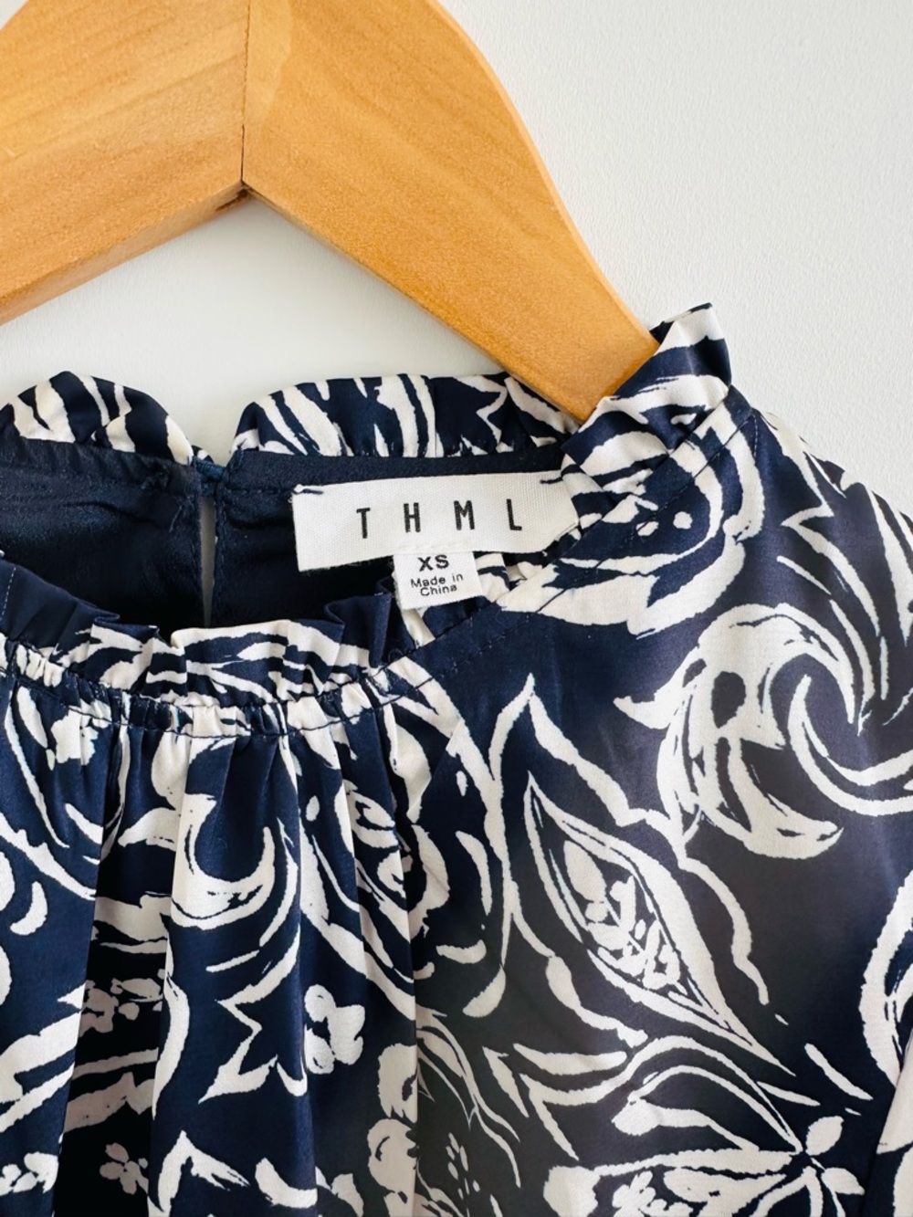 THML wear once - Navy and White Paisley Mini Dress - Picture 5 of 6